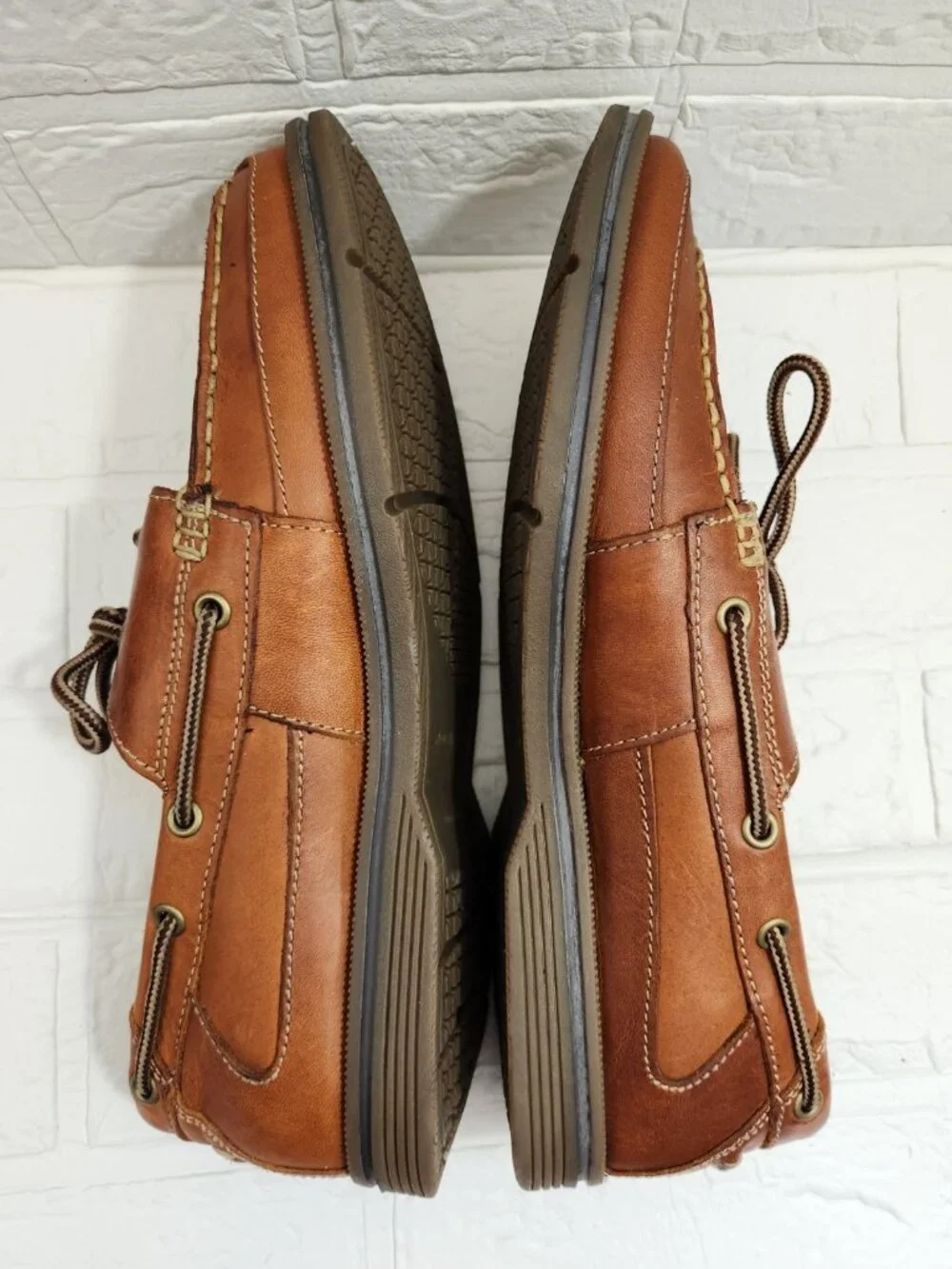Rockport Adiprene by Adidas Boat Shoes Men Size 11 Brown Leather Lace-Up Preppy